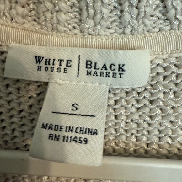 White House Black Market Cream Color Short Sleeve Cardigan - Picture 4 of 7